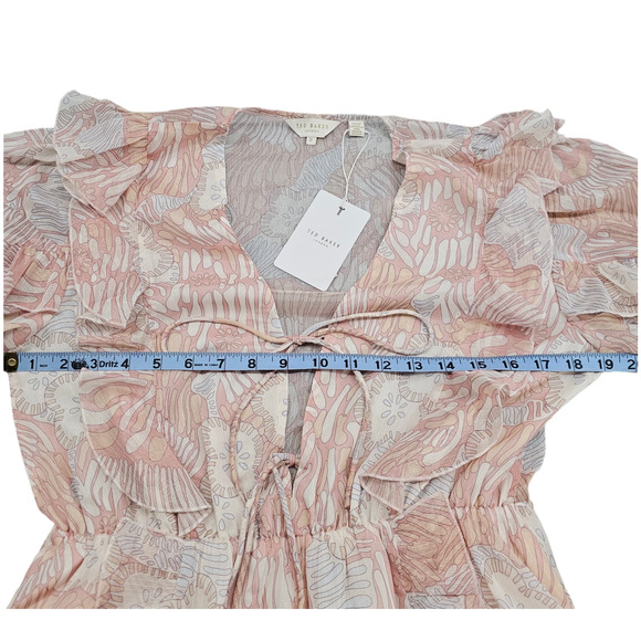 NWT Ted Baker Romper Womens Size 6 Ted Baker Size 2 Irvete Printed Ruffled Boho - Picture 12 of 15